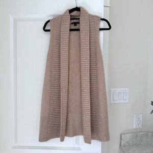 Ann Taylor Beige Open Front Cardigan Vest